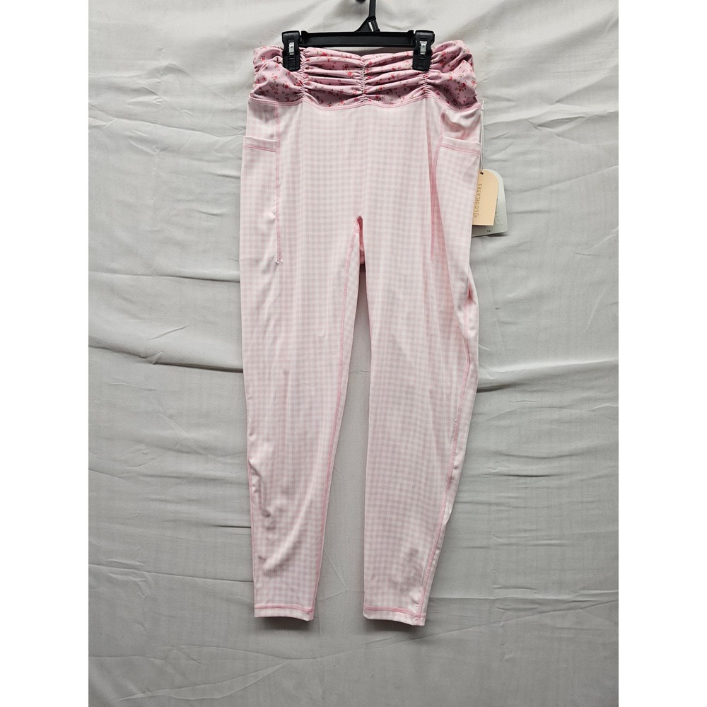 Blogilates Womens Ruched Waist Leggings Pink Polyester Blend Athletic Size 1XL